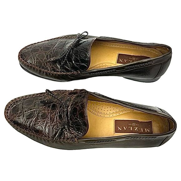 Mezlan Genuine Crocodile Tassel Loafers Brown Leather Men’s Shoes 10.5 Spain - Picture 6 of 11